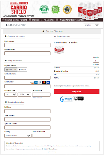 Cardio Shield Secured Checkout Form